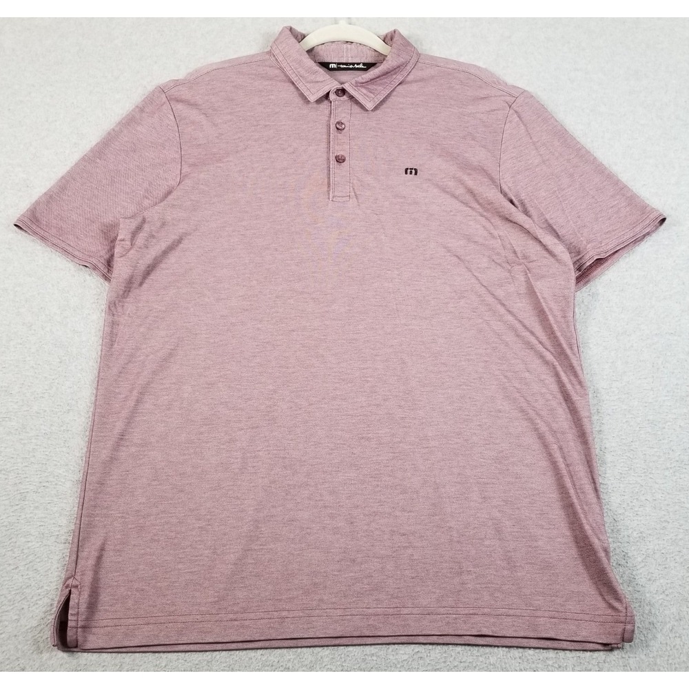 Travis Mathew Golf Polo Shirt Men L Large Purple Heather Activewear Short Sleeve